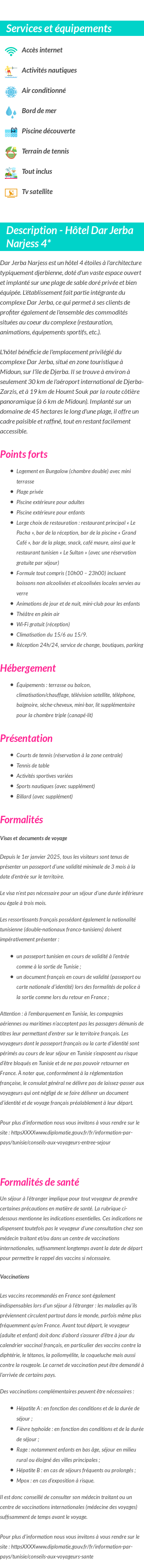 Détails du séjour