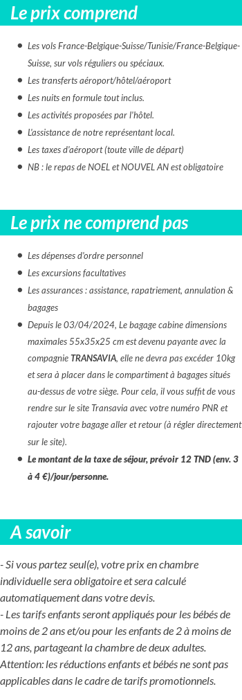Conditions tarifaires