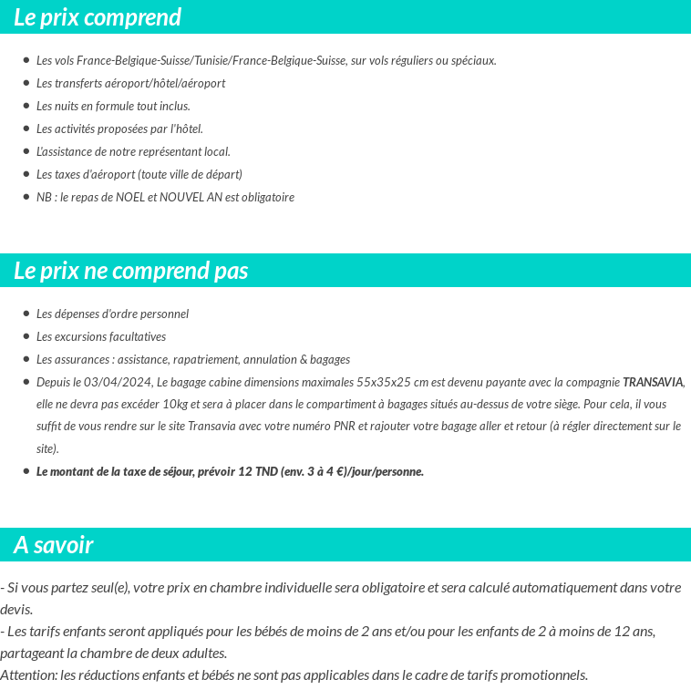 Conditions tarifaires