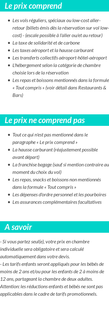 Conditions tarifaires
