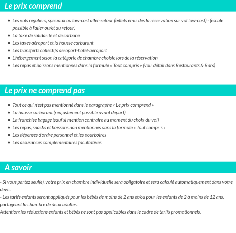 Conditions tarifaires