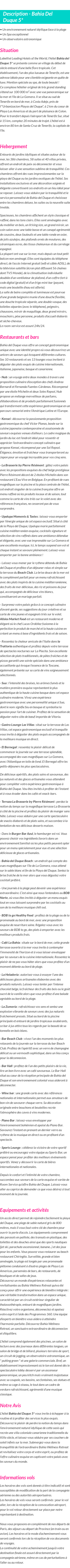 Détails du séjour