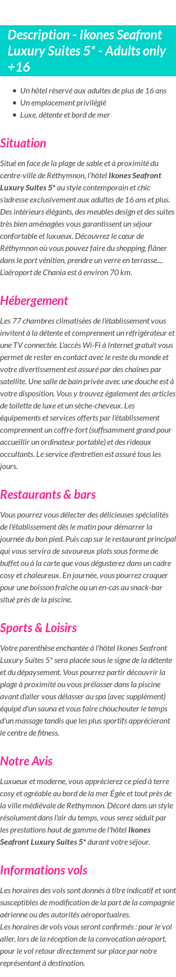 Détails du séjour