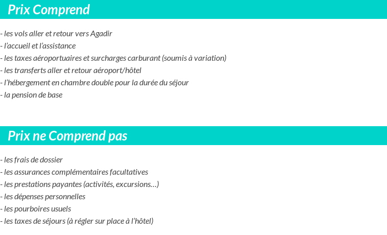 Conditions tarifaires