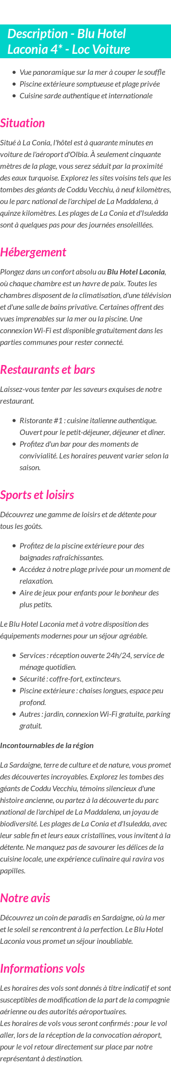 Détails du séjour
