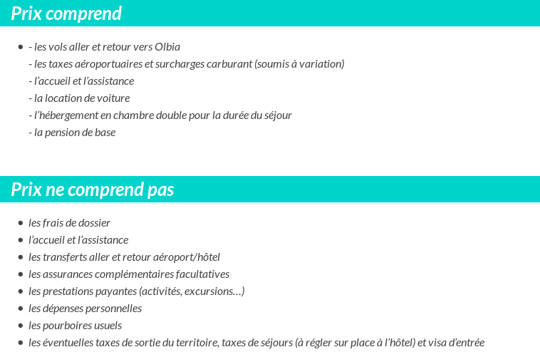 Conditions tarifaires