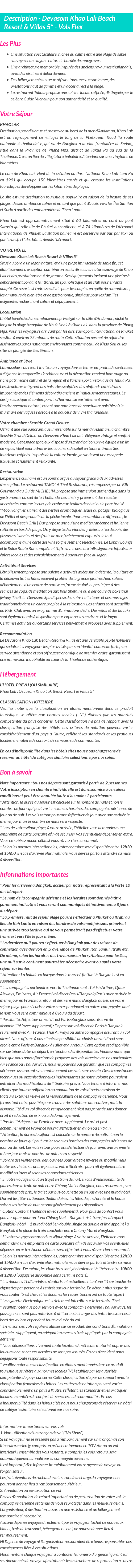Détails du séjour
