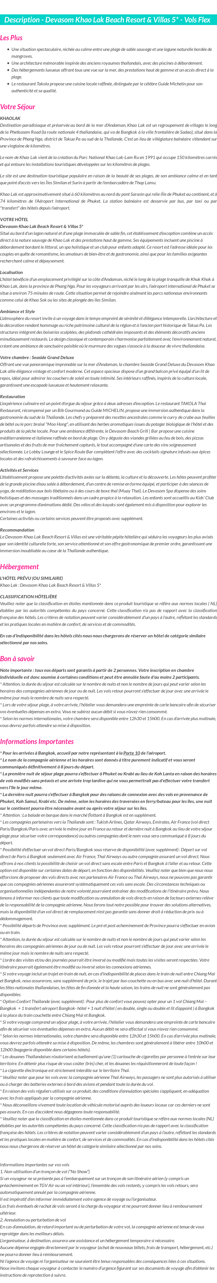 Détails du séjour