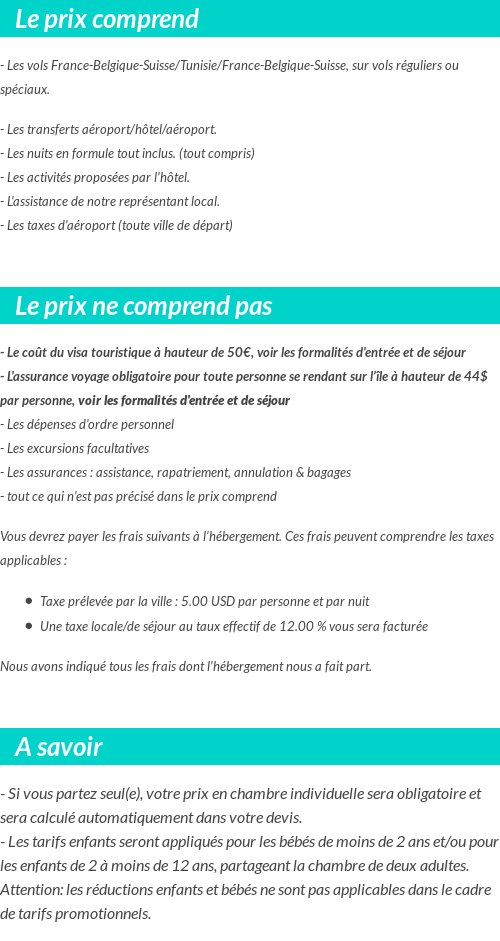 Conditions tarifaires