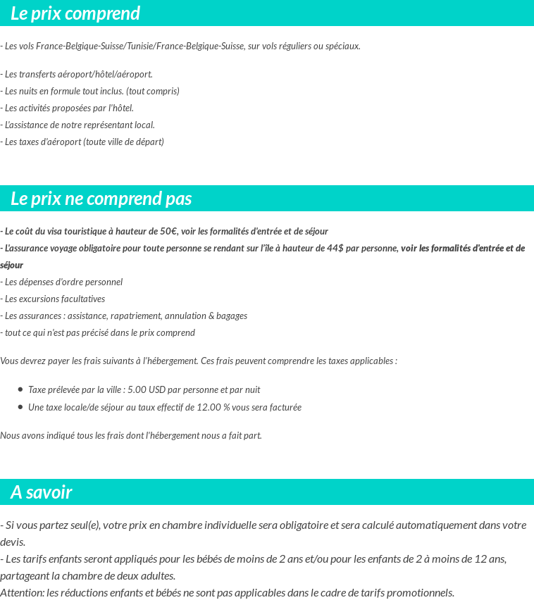 Conditions tarifaires