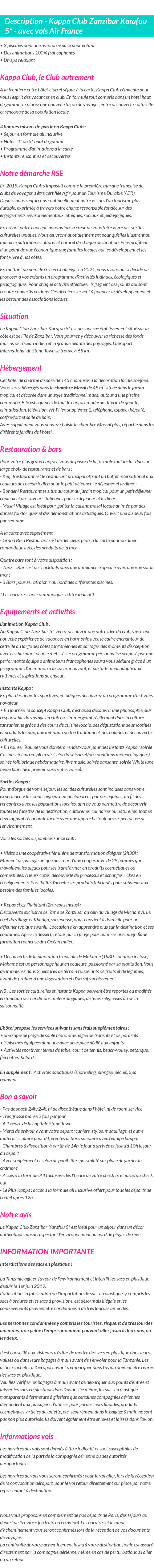 Détails du séjour