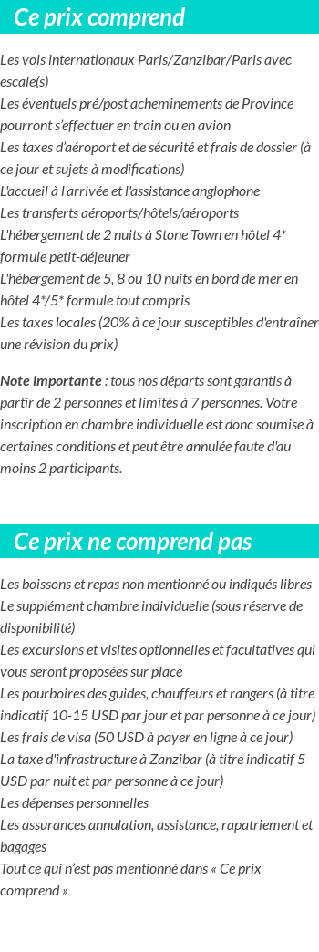 Conditions tarifaires