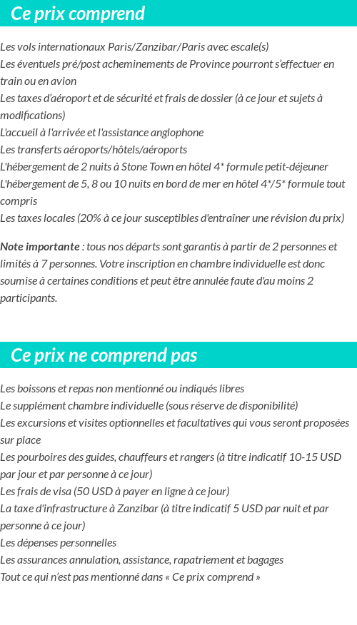 Conditions tarifaires
