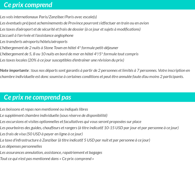 Conditions tarifaires