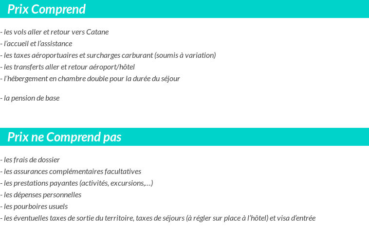 Conditions tarifaires