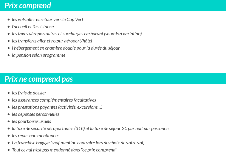 Conditions tarifaires
