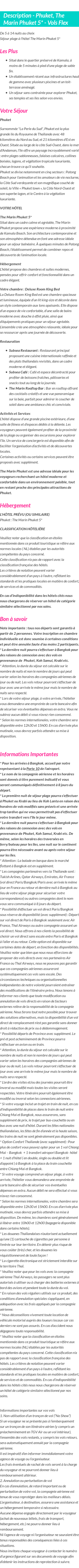 Détails du séjour