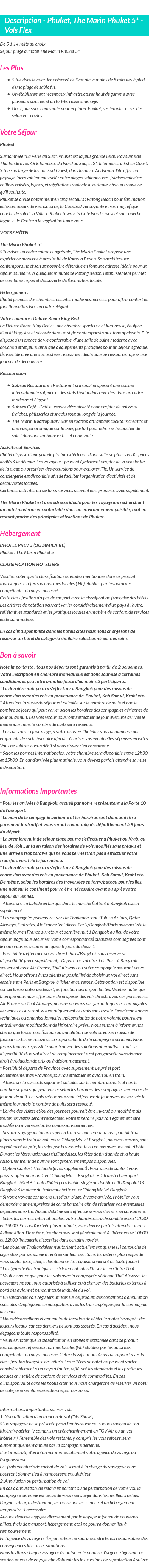 Détails du séjour