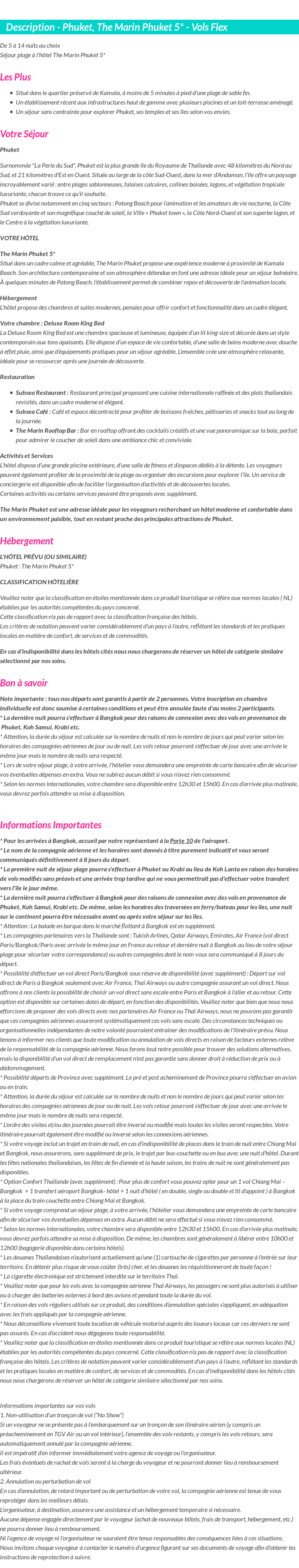 Détails du séjour