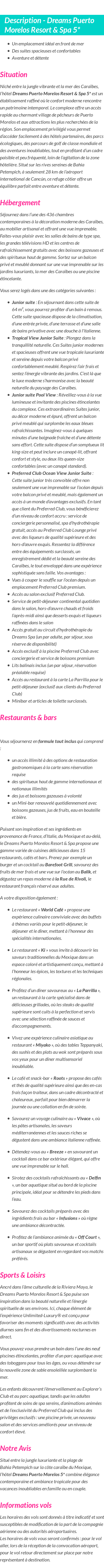 Détails du séjour
