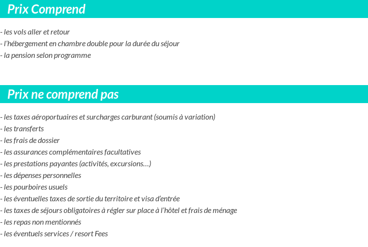 Conditions tarifaires