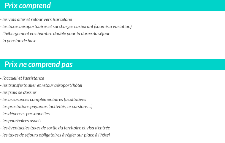 Conditions tarifaires