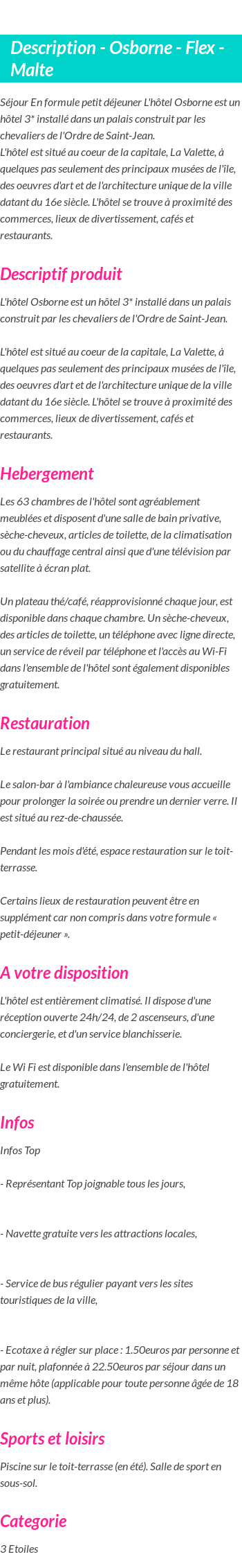 Détails du séjour