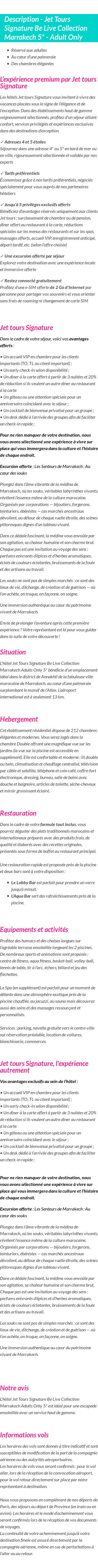 Détails du séjour