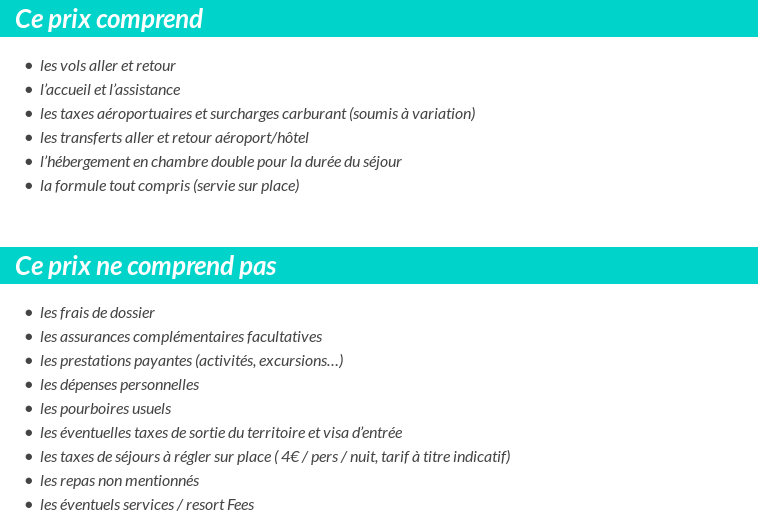 Conditions tarifaires
