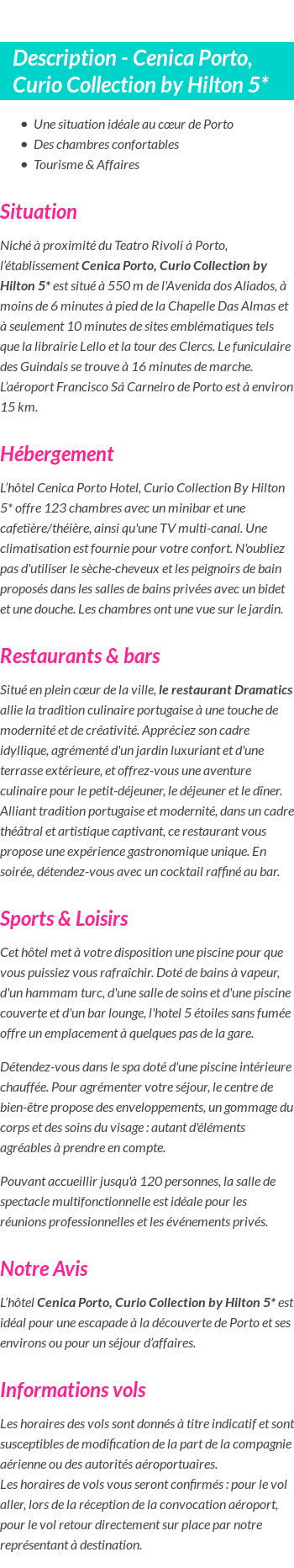 Détails du séjour