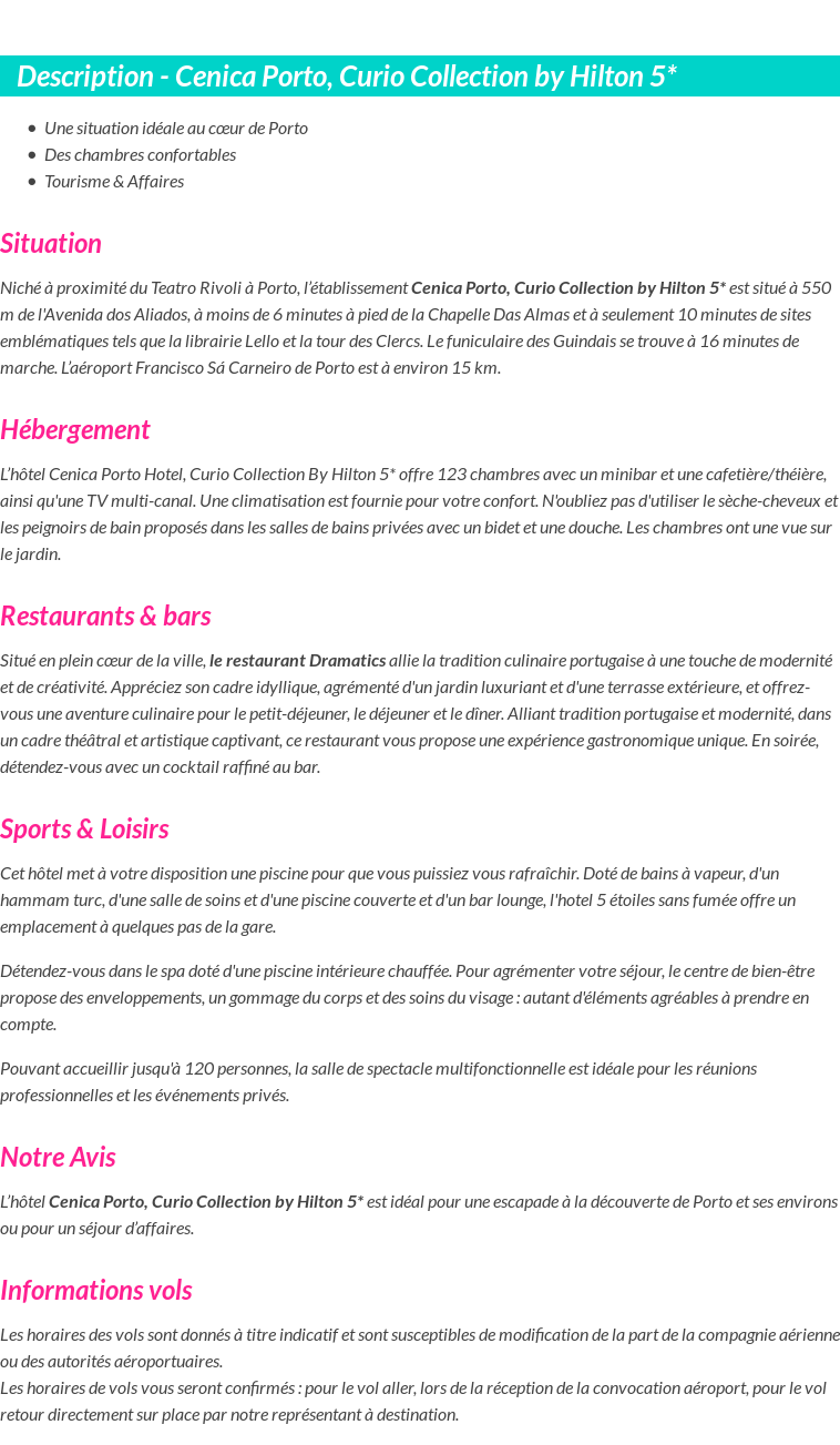 Détails du séjour