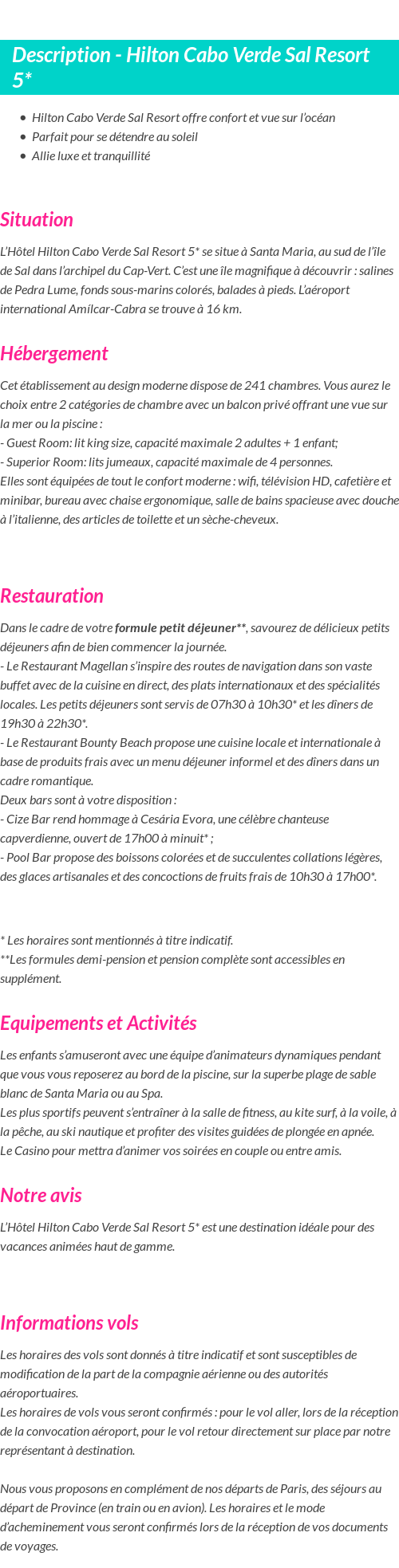 Détails du séjour