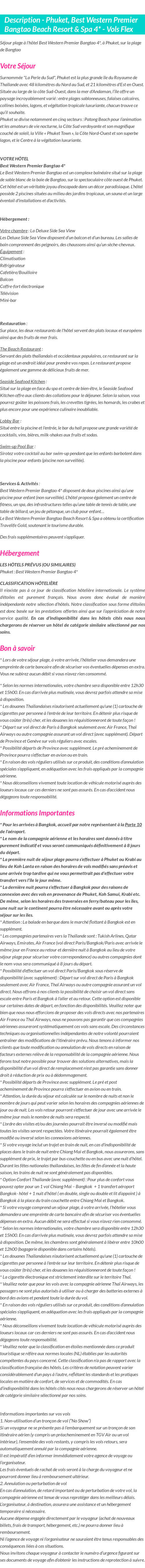 Détails du séjour