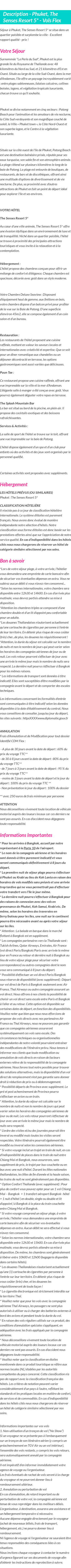 Détails du séjour