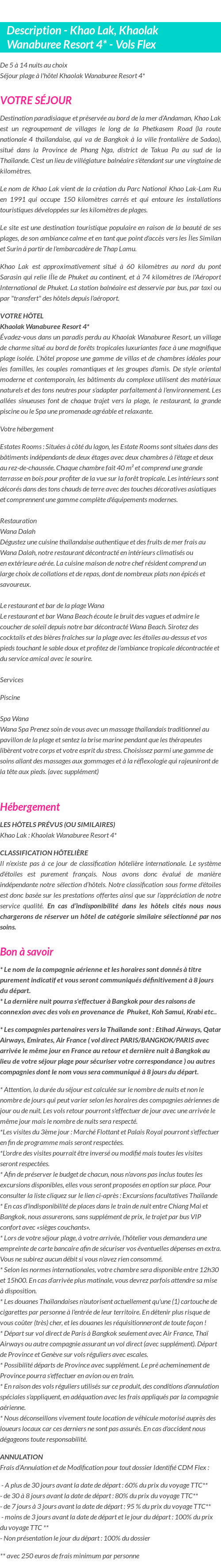 Détails du séjour