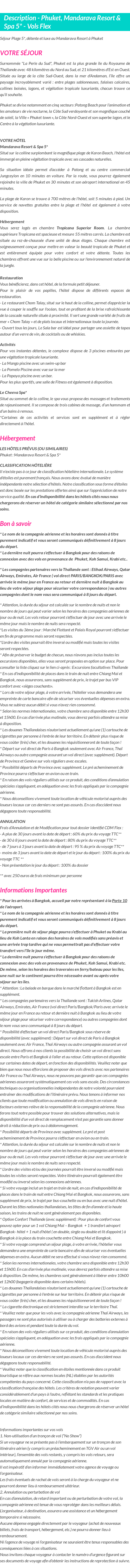 Détails du séjour
