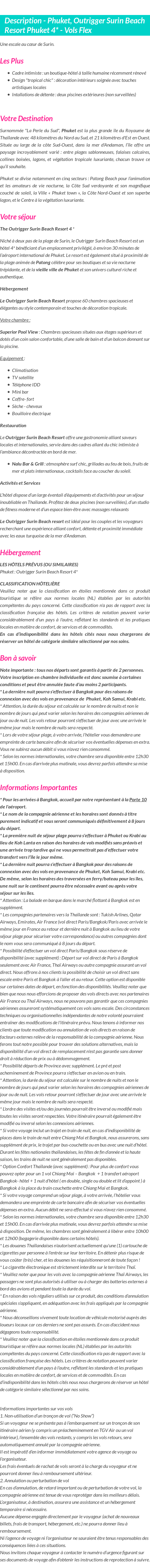 Détails du séjour