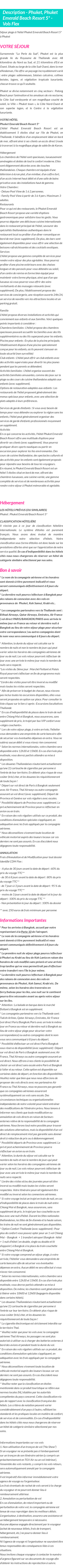 Détails du séjour
