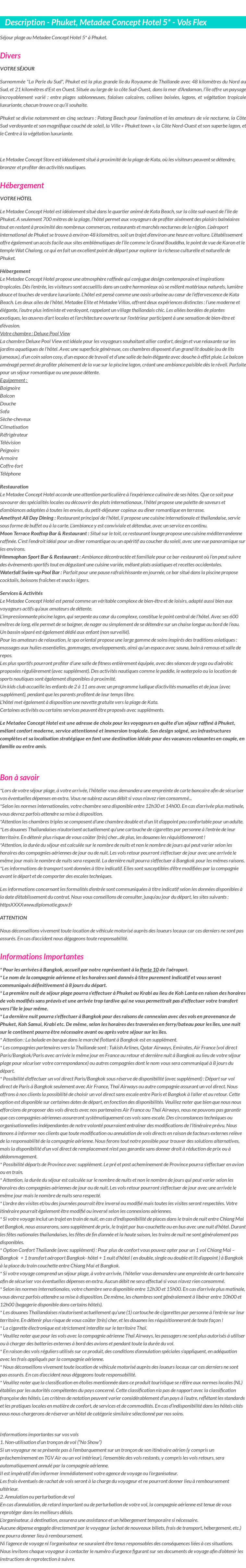 Détails du séjour