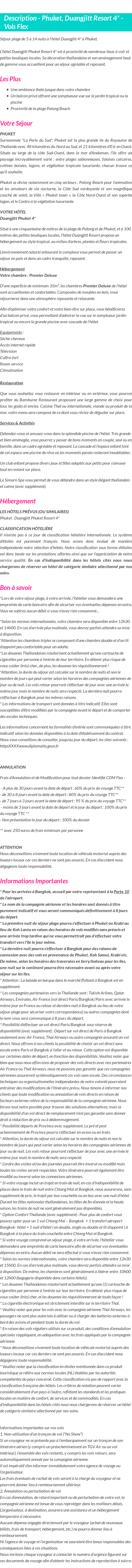 Détails du séjour