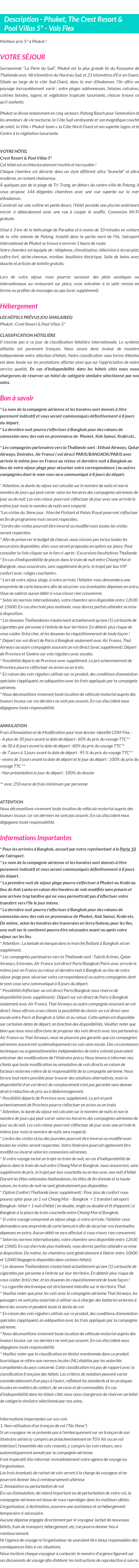 Détails du séjour