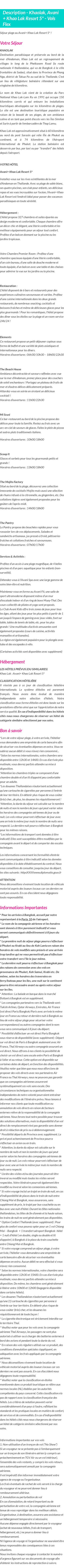 Détails du séjour