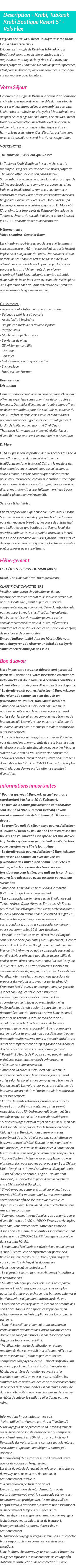 Détails du séjour