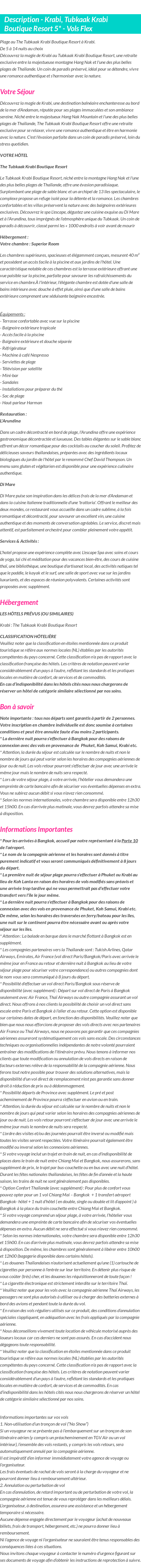 Détails du séjour