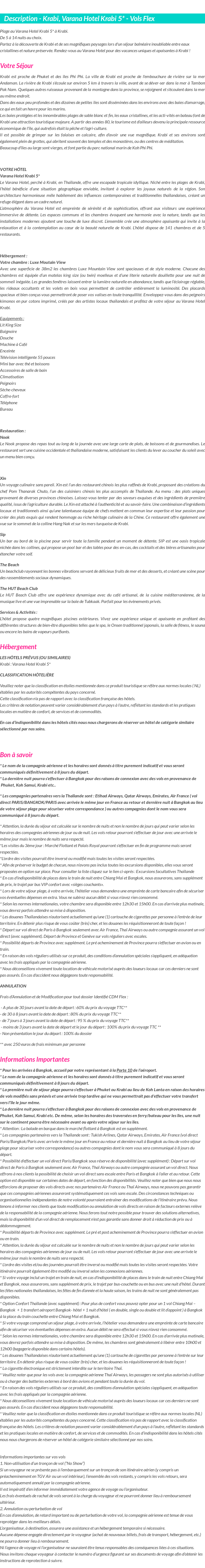 Détails du séjour