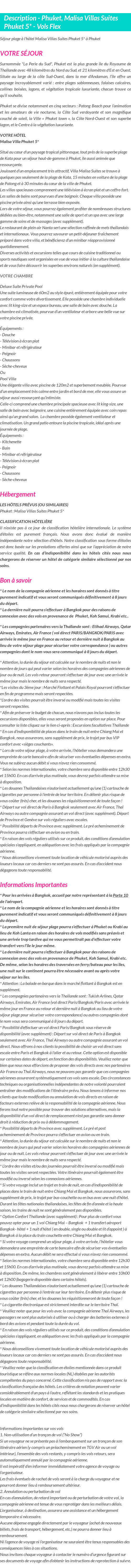 Détails du séjour