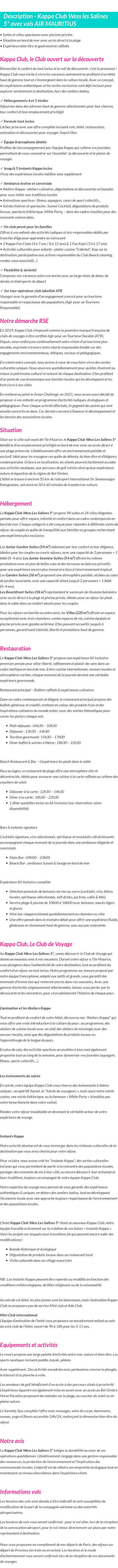 Détails du séjour