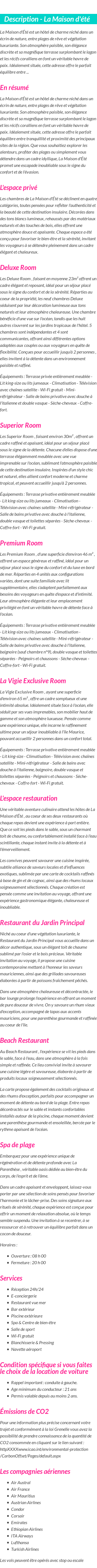 Détails du séjour