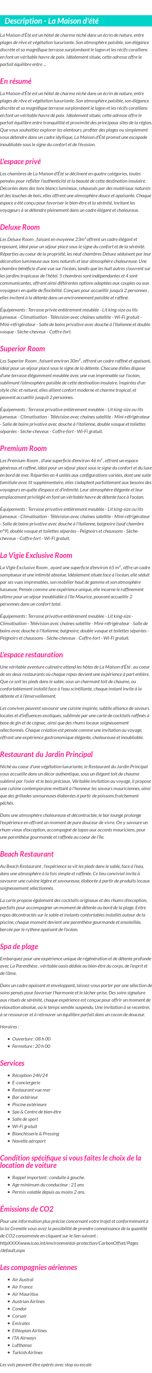 Détails du séjour