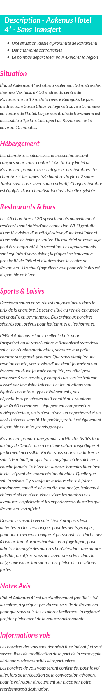 Détails du séjour